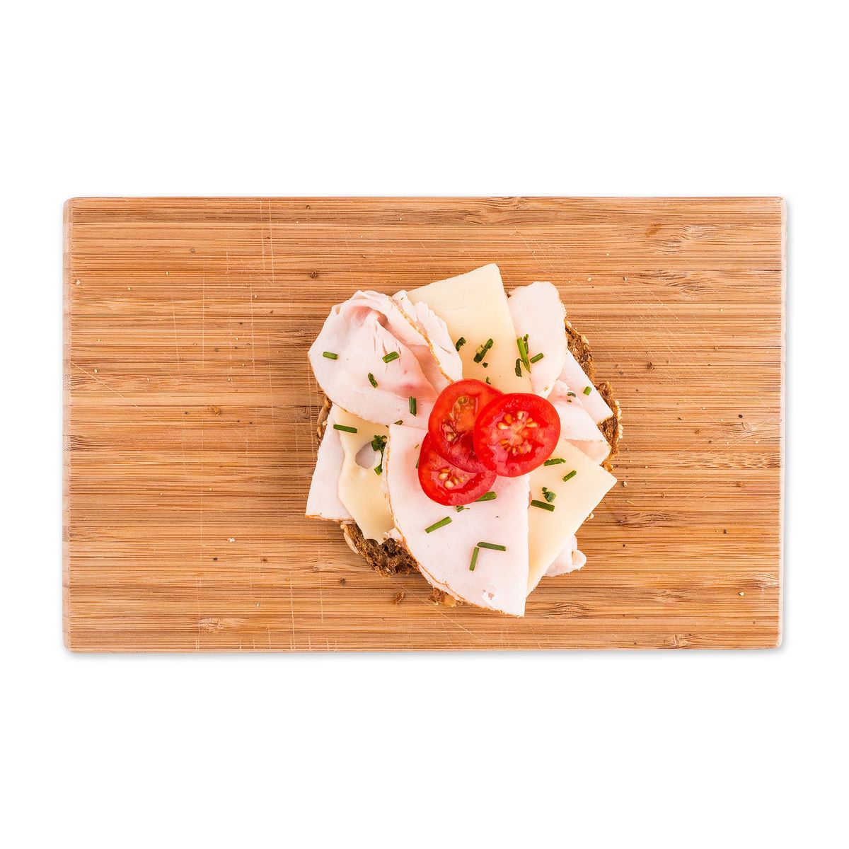 Bread topped with Cheese and Chicken Breast by feastr