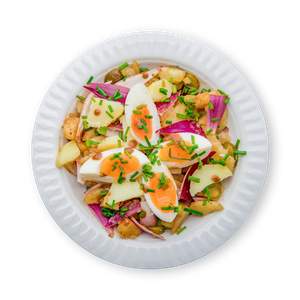 Kartoffelsalat mit Ei und Gewürzgurken