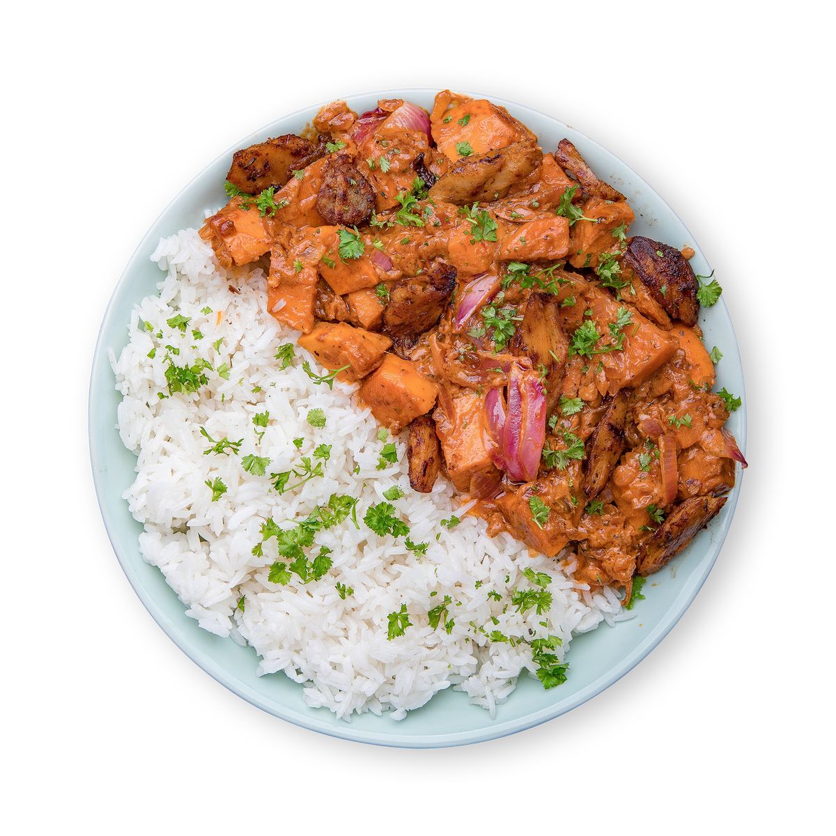 Vegan Sweet Potato Thai Curry with Soy Strips by feastr