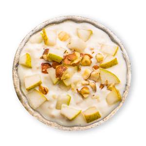 Pear Protein Yogurt with Hazelnuts