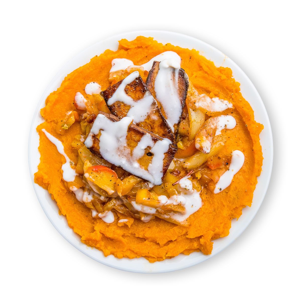Crispy Tofu with Mashed Sweet Potato by feastr