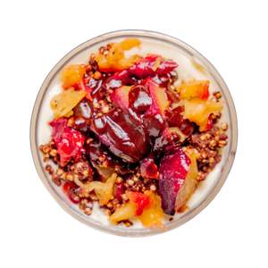 Vanilla Protein Yogurt with caramelized Plums