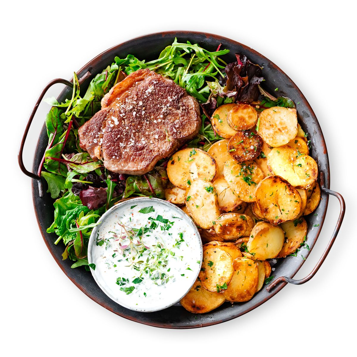 Golden Roasted Potatoes with Steak by feastr