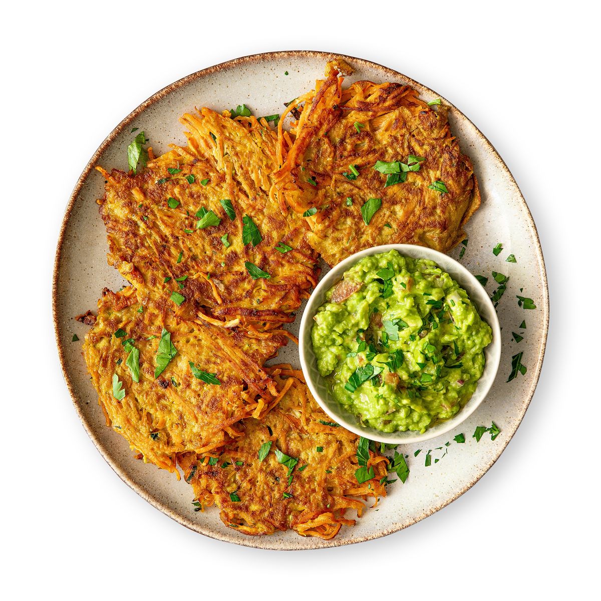Sweet Potato Fritters with Guacamole by feastr