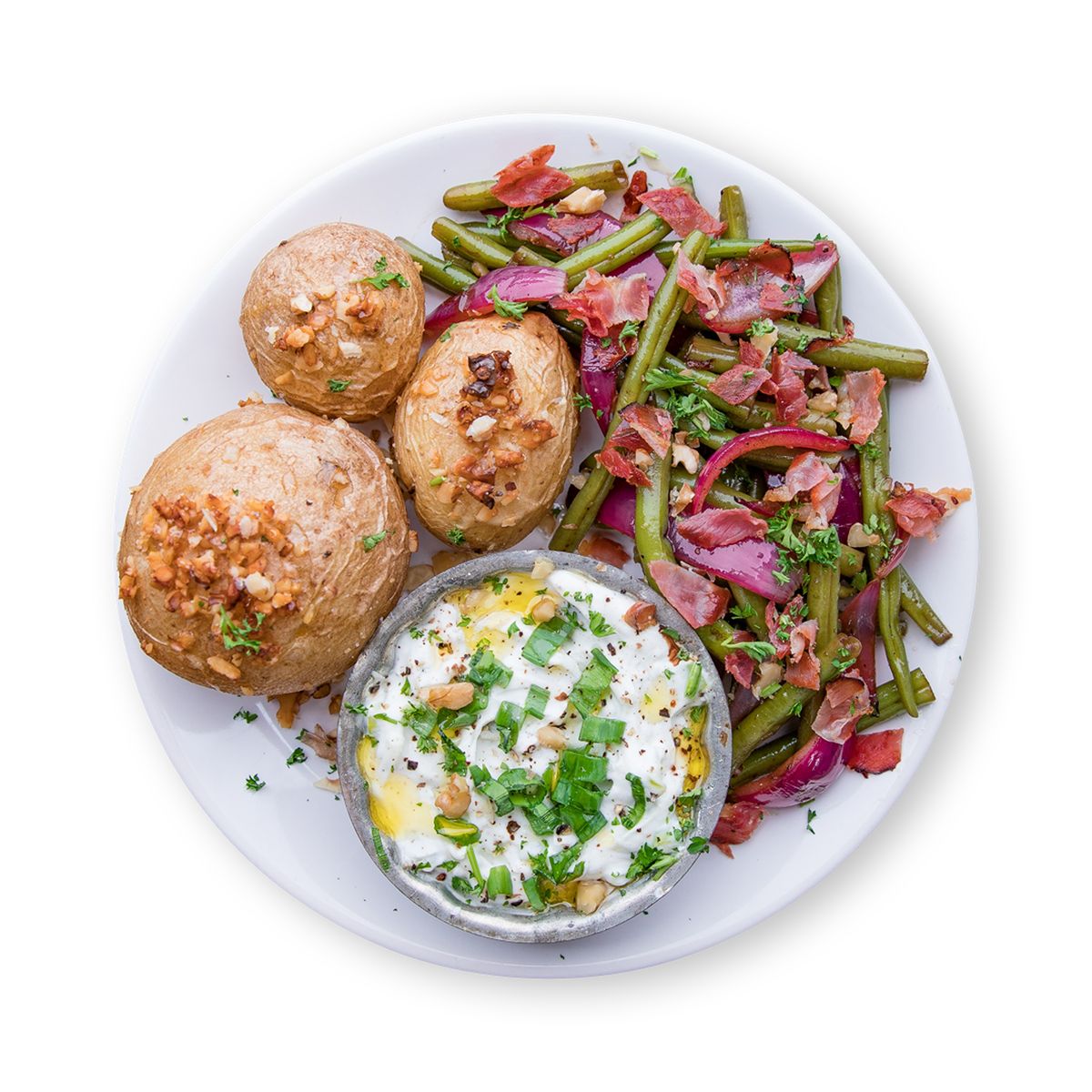 Baked Potato with Warm Bean Salad and Ham by feastr