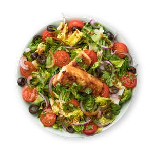 Greek Salad with Crispy Breaded Tofu