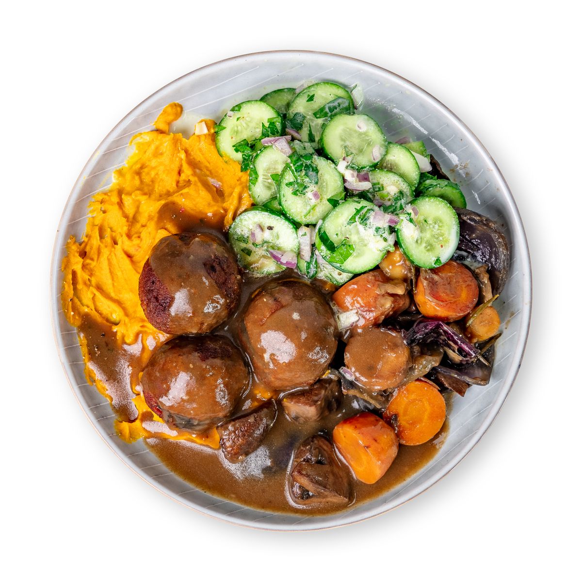 Juicy Meatballs with Pumpkin Mash by feastr