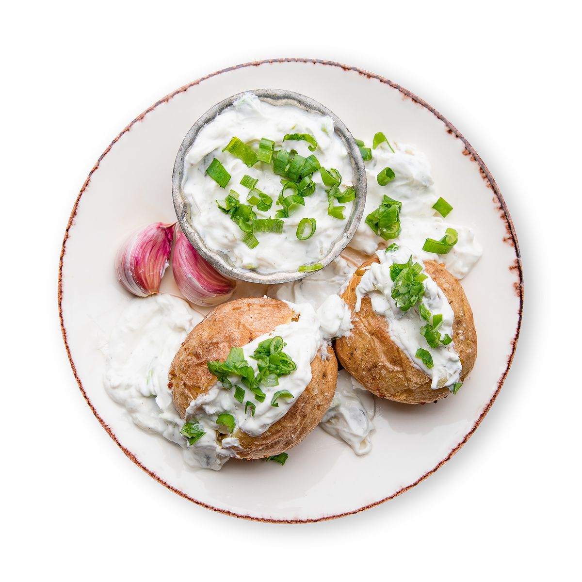 Baked Potato with Herbal Dip by feastr