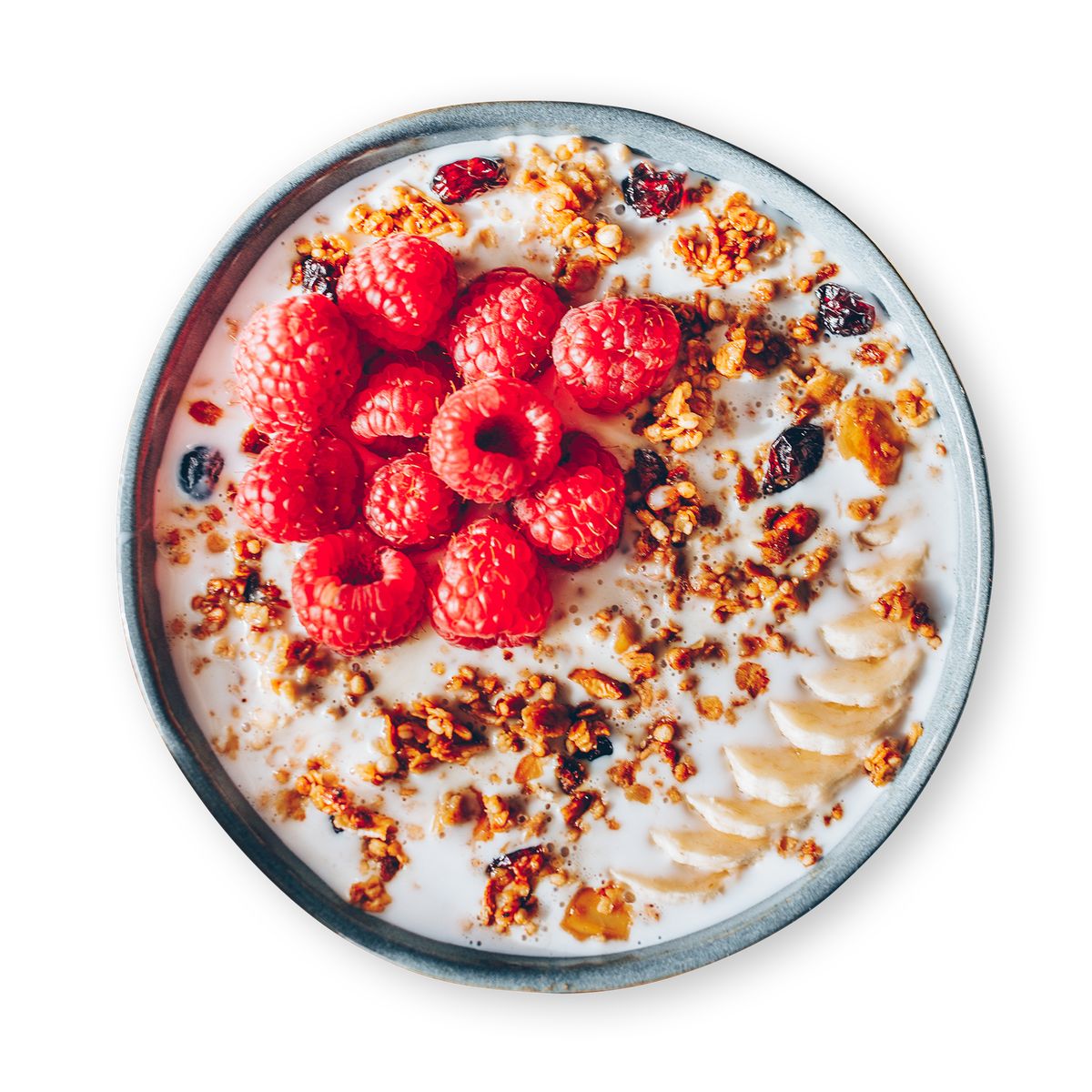 Quick Breakfast Cereal Bowl with Raspberries by feastr