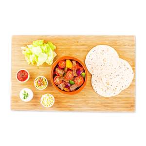 Fajitas mit Pfannnegemüse und dreierlei Dips