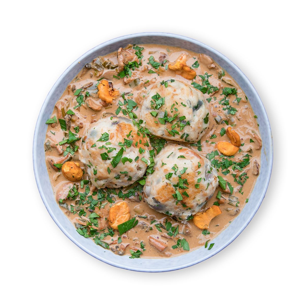 Bread Dumplings with Creamy Mushroom Sauce by feastr