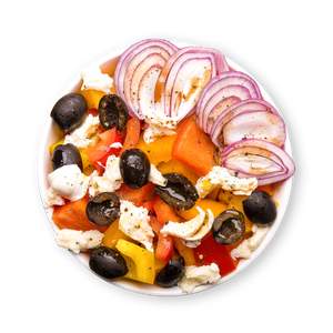 Paprika Oliven Salat mit Mozzarella