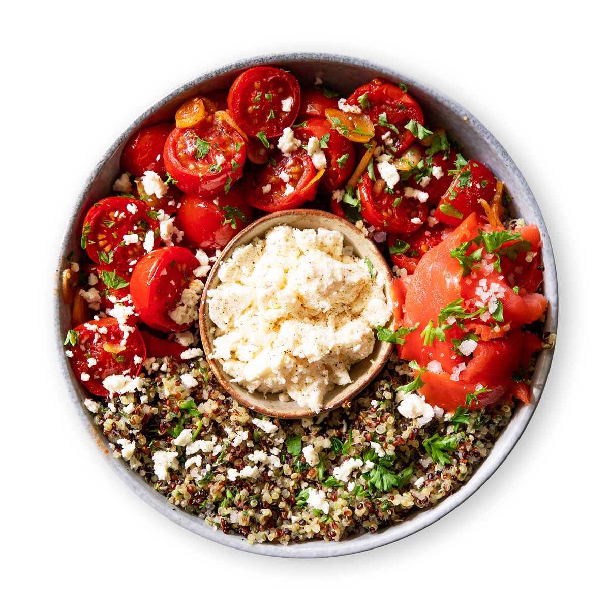 Juicy Garlic Tomatoes with Quinoa by feastr