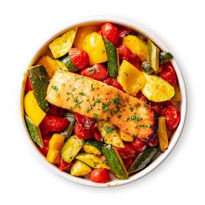 Baked Honey Salmon with Oven Veggies