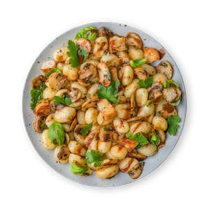 Creamy Mushroom Gnocchi with Garlic Croutons