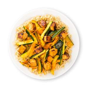 Agave Veggie Stir-Fry on a Bed of Rice