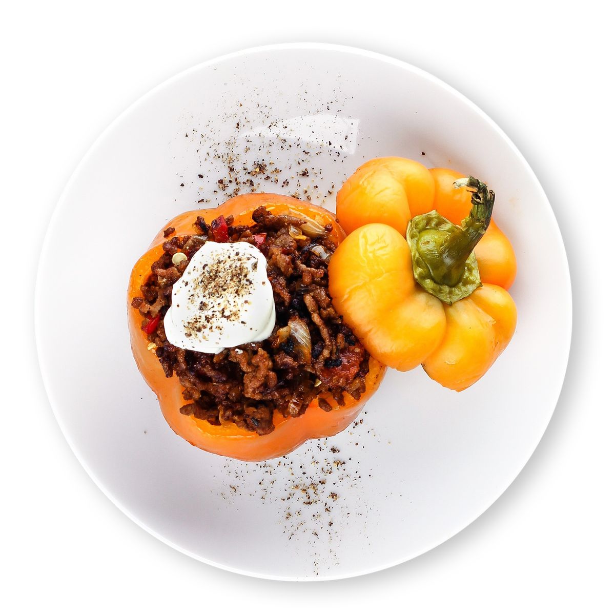 Stuffed Bell Pepper on a Bed of Rice by feastr