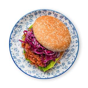 Jackfruit Burger mit Süßkartoffelpommes