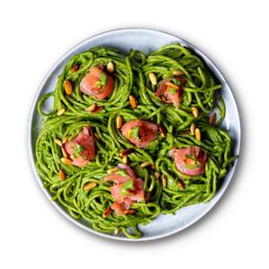 Spaghetti al Spinaci with Smoked Salmon