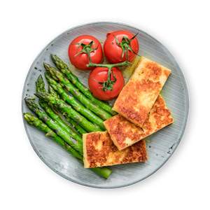 Crispy Asparagus Halloumi Bowl