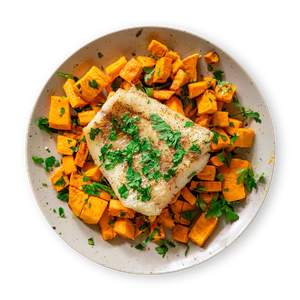 Baked Cod with Sweet Potatoes