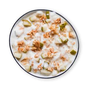 Pear Protein Semolina Porridge with almonds