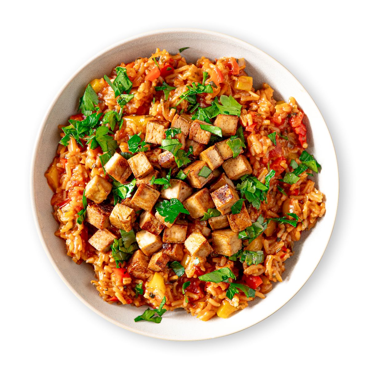 One Pot Bell Pepper Rice with Tofu  by feastr