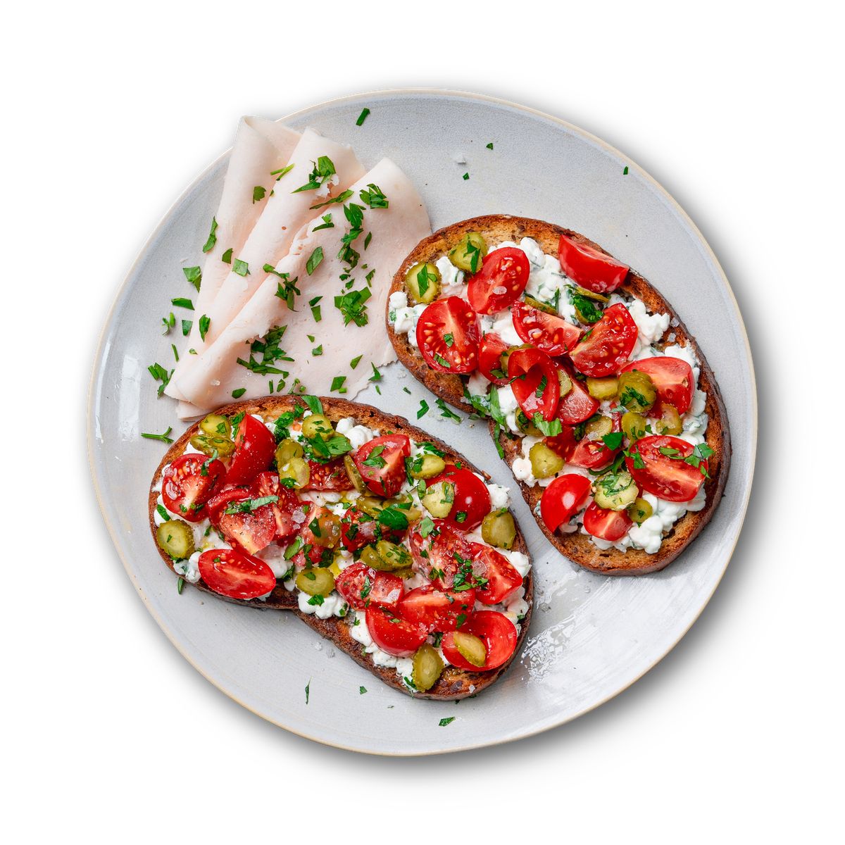 Brot mit Hähnchenbrust und Hüttenkäse von feastr