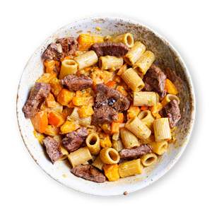 Autumn Noodle Bowl with Pumpkin and Beef