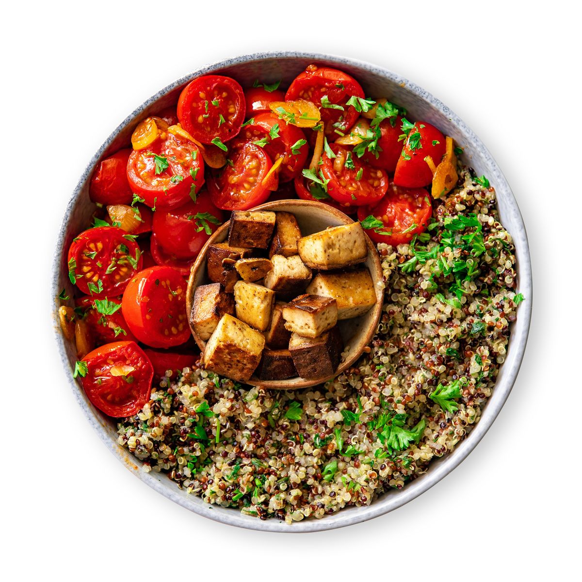 Juicy Garlic Tomatoes with Quinoa  by feastr