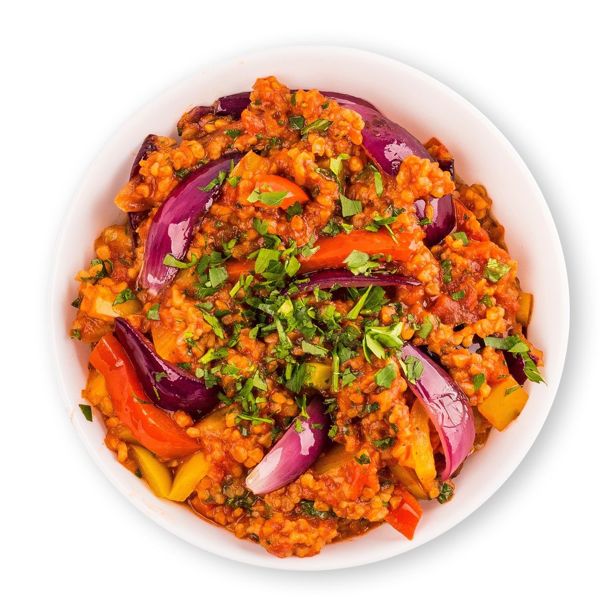 Arabische Bulgurpfanne mit Paprika und Tomate