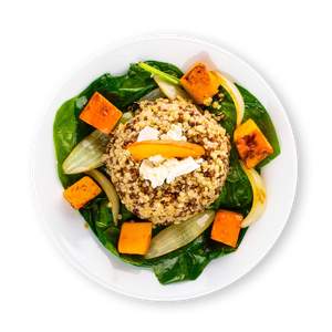 Pumpkin Feta Stir-Fry on a Bed of Quinoa