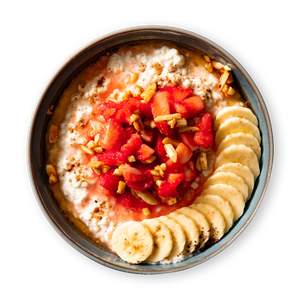 Strawberry Protein Oatmeal with Banana