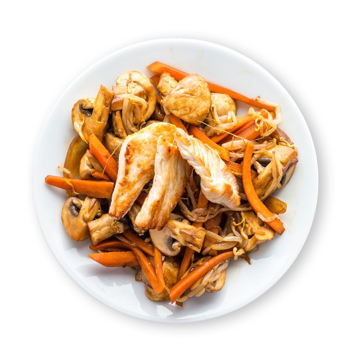 Mushroom Chicken Stir-Fry with Crispy Chicken by feastr