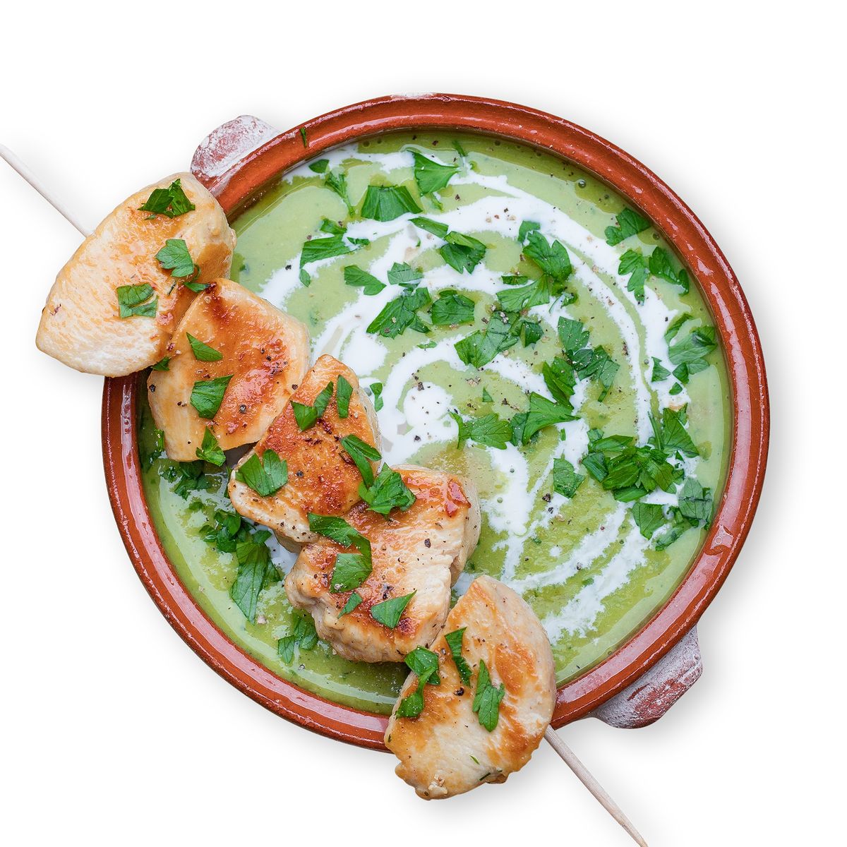 Grandma's Pea Soup with Chicken Skewers by feastr