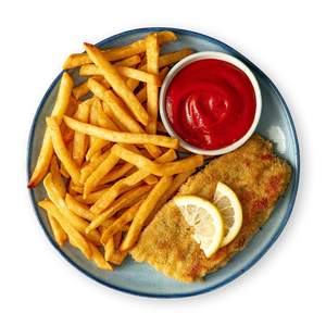 Crispy Breaded Fish with French Fries
