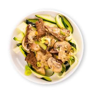 Cream Beef Strips with Zoodles