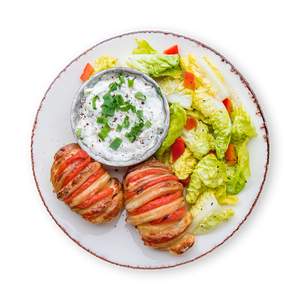 Hasselback Potatoes filled with Cheese and Tomato