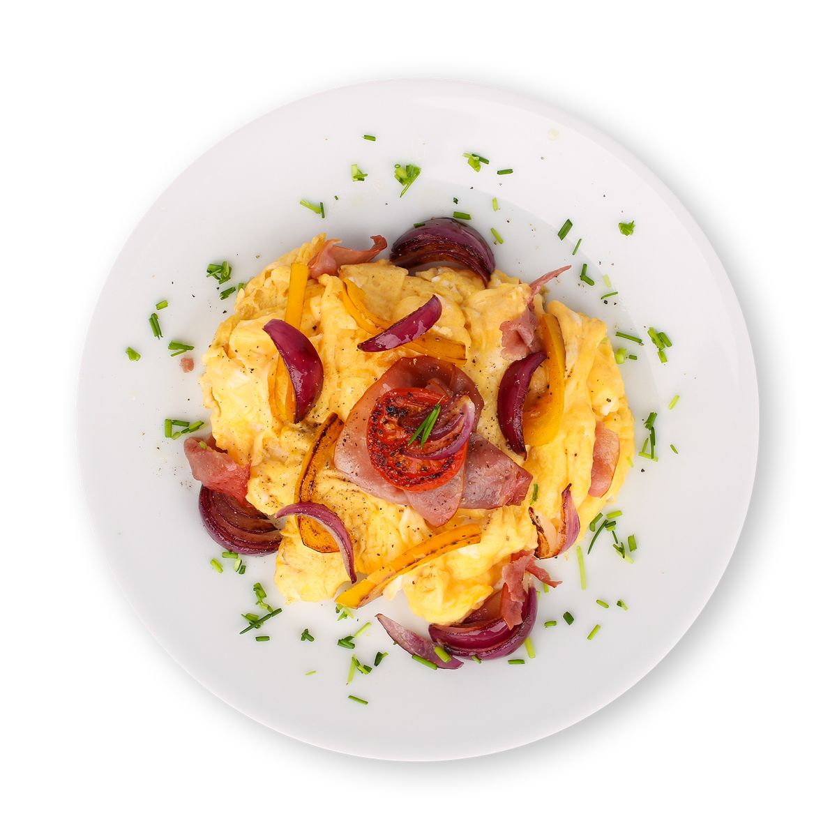 Hearty Scrambled Eggs with Chicken Breast by feastr