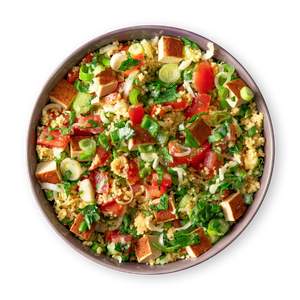 Leichter Couscous Tomaten Salat mit Tofu