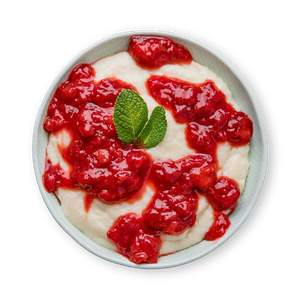 Strawberry Semolina Porridge with mint
