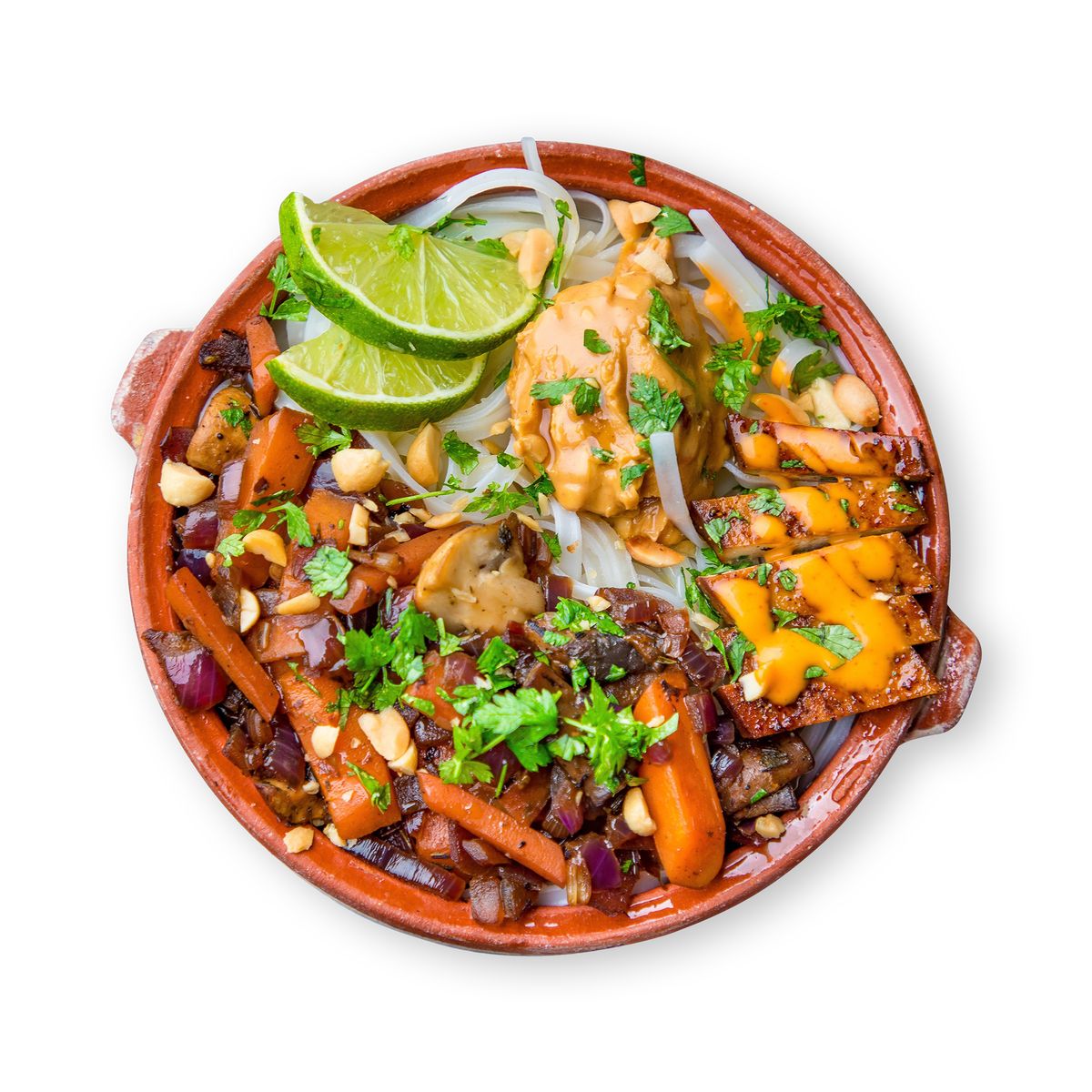 Asian Rice Noodle Bowl with Peanut Sauce  by feastr