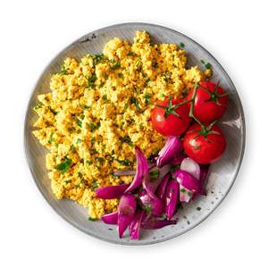 Vegan Scrambled Eggs with Tomatoes