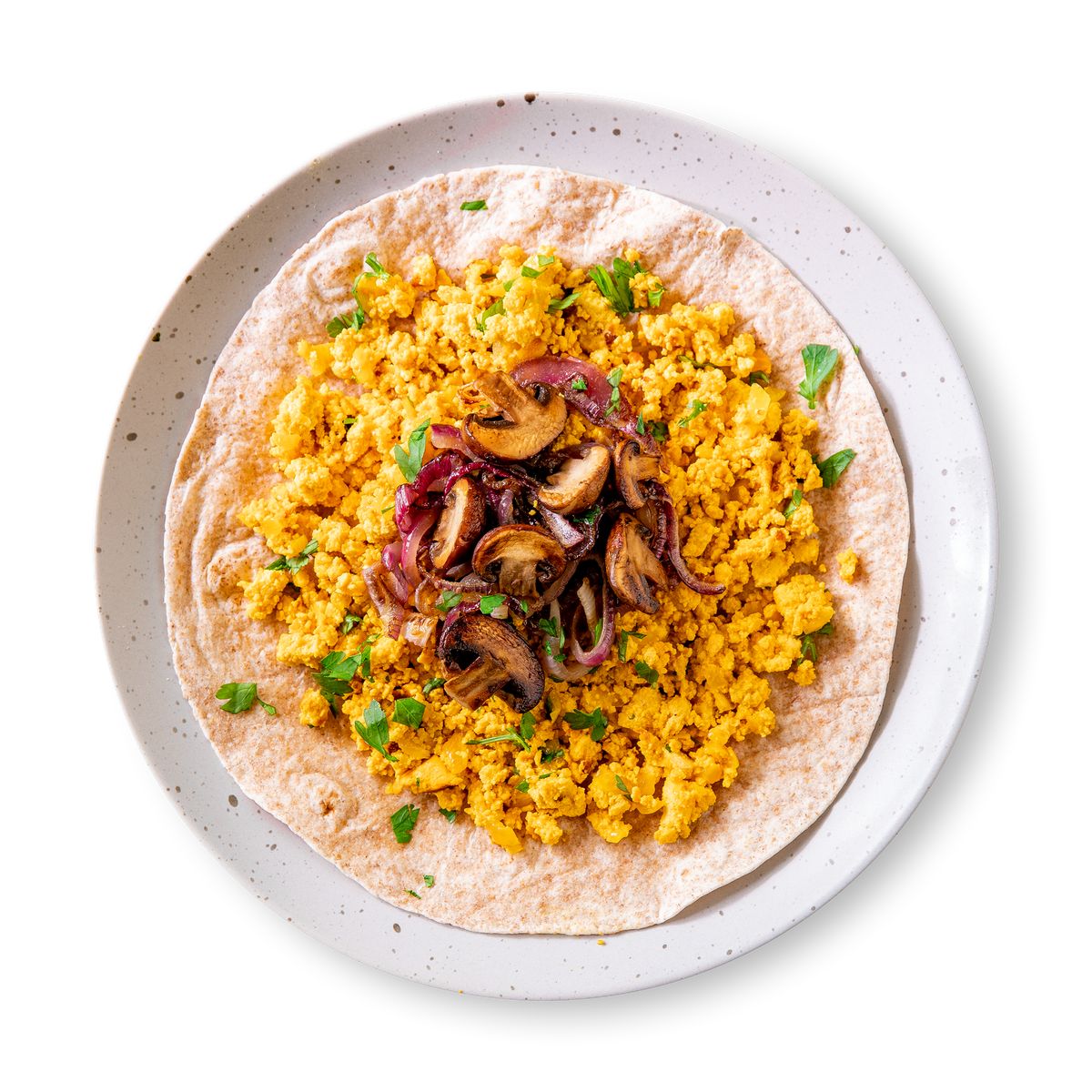 Vegan Scrambled Eggs Tortillas with mushrooms by feastr