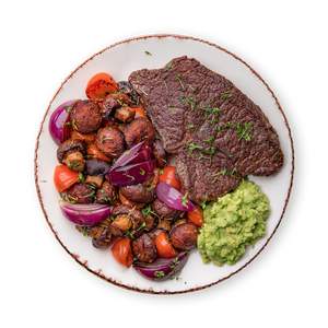 Steak with Oven Roasted Veggies and Guacamole